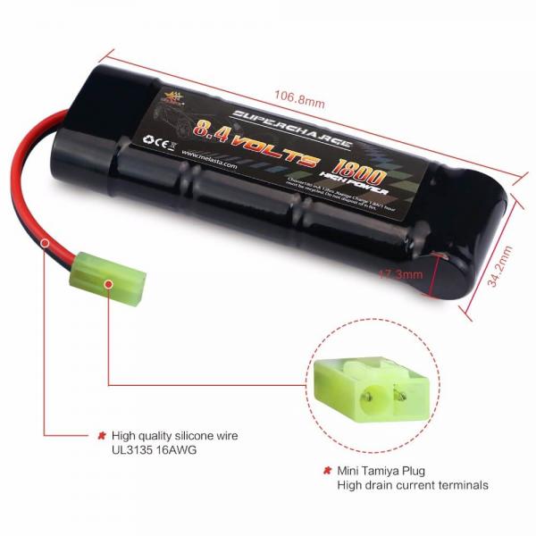 High Power Battery Pack with Mini Tamiya Discharge Connector 1,8Ah-8,4V-10C